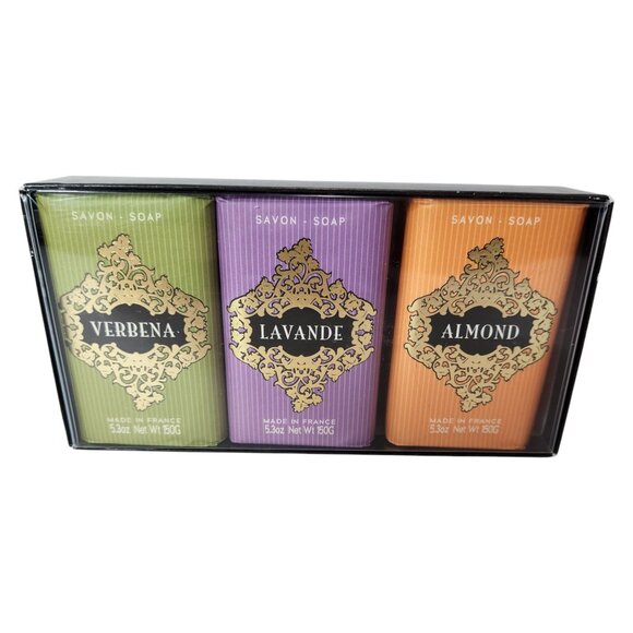 Savon Soap Made in France Gift Set Verbena Lavade Almonde 5.3 oz ea. NEW - Picture 1 of 3